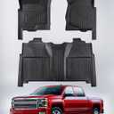 Car Floor Mats for Chevy Silverado & for GMC Sierra: 1500 Accessories Crewcab 2007-2013, 2500HD/3500HD Crewcab Floor Liner for Silverado & for Sierra 2007-2014 (Not Hybrid), All Weather TPE Custom Mat