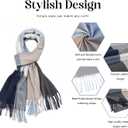 Sumato Scarf for Women Fall Winter Lightweight Shawl Wraps Long Blanket Scarves Warm Soft Cashmere Feel Plaid Pattern Tassel (Sf3603-dg-navy)
