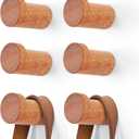 Wooden Coat Hook Wall Mounted (6 Packs) Hat Hooks, Single Coat Hat Rack Wall Mount, Wood Coat Hanger for Hanging Hat, Towel, Bag, Rope (Brown, 2" Set 6)