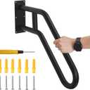 1pcs Hand Rails for Outdoor Steps, Indoor U-Shaped Wall Mount Stair HandRail, Metal Iron Outdoor Grab Bar Black Hand railings for The Elderly, Disabled, Pregnant Women (22.8"X18.5"1pc)