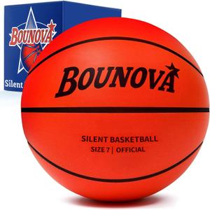BOUNOVA Silent Basketball | Real Feel Powerful Bounce | Elegant Gift Box Packaging | Durable Pro-Grade PU Foam | Indoor Basketball for Quiet Dribbling & Training (Size 7)