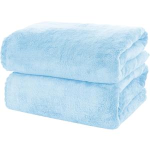 MOONQUEEN 2 Pack Premium Bath Towel Set - Quick Drying - Microfiber Coral Velvet Highly Absorbent Towels - Multipurpose Use as Bath Fitness, Bathroom, Shower, Sports, Yoga Towel (Aquamarine)