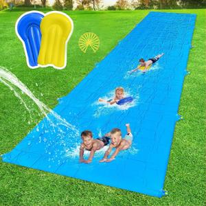 Slip Water Slide, 50FT Giant Slip Water Slides for Kids Backyard, Heavy Duty Slip and Water Slide for Kids Adults Waterslides Backyard Summer Outdoor Toys with 18 Stakes and 2 Inflatable Bodyboards