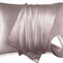 Bedsure Satin Pillowcase with Zipper, Similar to Silk Pillow Cases 2 Pack, Silky & Soft Satin Pillow Cases Standard Size for Hair and Skin, Dusty Rose Pillow Covers, Gifts for Women Men, 20x26 Inches