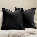 MIULEE Black Velvet Throw Pillow Covers 24x24 Soft Decorative Solid Square Euro Sham Cushion Cases Pack of 2 Modern Luxury Home Decor for Couch, Sofa, Bedroom