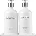 Janxin Glass Kitchen Soap Dispenser  with Ceramic Tray,16.9 floz Dish Soap Dispenser for Kitchen and Bathroom Decor (White Bottles + Silver Pumps)