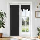 Vatge Blackout French Door Curtain - W26 x L70, 1 Panel, Black, Room Darkening Window Covering Tie Up Shades for Privacy, Thermal Insulated Door Curtain for Glass Window