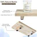 Natural Travertine Tray Pedestal Stand Soap & Jewelry Riser for Bathroom Counter, Kitchen Sink, Vanity Organizer, Decorative Stone Catchall for Perfume, Candles