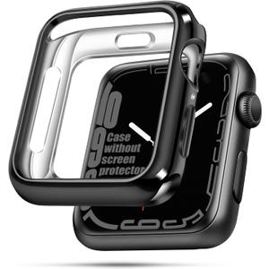 7 x top4cus 41mm Cover Environmental Soft Flexible TPU Anti-Scratch Lightweight Protective Case Compatible with Apple Watch Series 8/7/6/SE/5/4/3/2/1 - Black