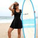 NIASHOT Women's Athletic Dress Mini U Neck Sleeveless Built in Shorts with Pockets Tennis Golf Graduation (Black, M)