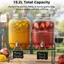 DD&HAPP 2 Gallon Glass Drinks For Parties With Stand.Stainless Steel Spigots & Metal Stand,Large Capacity Beverage Dispenser for Party,Infused Water,Iced Tea,Lemonade,Outdoor,Commercial Use.