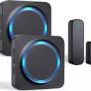 Door Chime, Door Chimes When Door Opens, Door Sensor Door Open Alarm with 600 FT Range, 32 Chimes 5 Adjustable Volume, Door Ringer Alert for Business/Home/Kids When Entering (2Receivers+1Sensor) (Black)