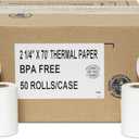50 Rolls of Thermal Paper 2 1/4'' by 70' Verifone VX520 First Data FD400 Nurit 8000 8020 STP103 (48gm)