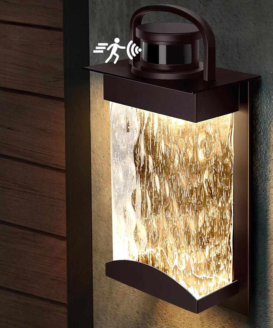 Lamomo Motion Sensor Outdoor Lights, LED Integrated Modern Porch Lights, 1200 Lumen Dusk to Dawn Outdoor Wall, Waterproof Anti-Rust Exterior Light Fixture, 13W, Modern, Bronze, Energy Saving