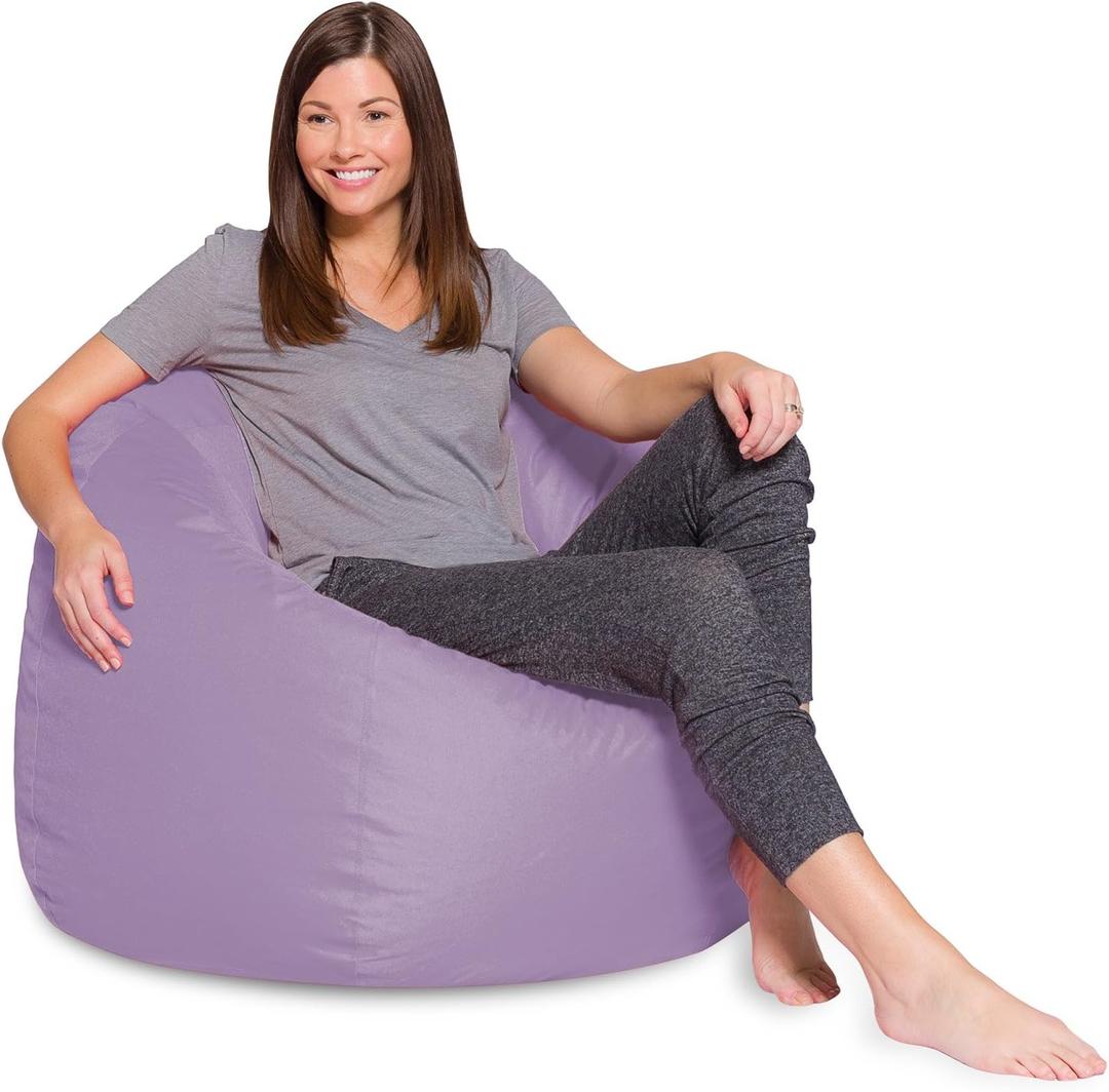 Posh Creations Bean Bag Chair for Kids, Teens, and Adults Includes Removable and Machine Washable Cover, Heather Lavender, 48in - X-Large