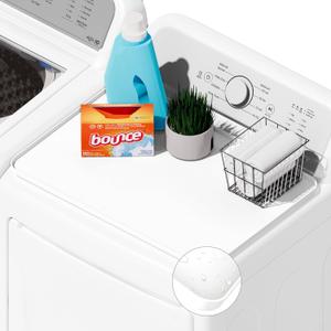 1 PACK SEIRI Washer and Dryer Topper, 26" x 18" Silicone Top Protector Mat for Slant Top Surface Cover and Top Load Washing Machine Laundry Room Non-Slip Waterproof Dryer Cover Medium (White)