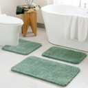 MIULEE Bathroom Rugs Sets 3 Piece Including U Shaped Toilet Rug - Soft Absorbent Bath Mats Set with Non Slip Rubber Backside, Machine Washable - Sage Green, 20"x30"+16"x24"+U 20"x24"