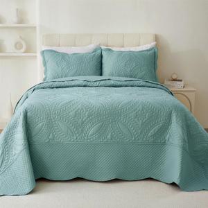 Cmfshape Oversize King Bedspread 128"x120",3 Piece California King Quilt,Lightweight Blue Quilt Set for All Season,Modern Coin Pattern Bedding Set(1 Quilt,2 Pillowshams)