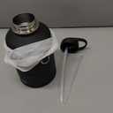 Coolflask 64 oz Water Bottle Insulated with PU Leather Sleeve, Half Gallon Water Bottle Color Contrast with Straw Lids, Stainless Steel Metal Large Water Jug, Keep Cold 48h Hot 24h,Polar Black