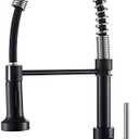OWOFAN Low Lead Modern Single Handle Pull Down Sprayer Spring Kitchen Faucet, Brass Black&Brushed Nickel Kitchen Sink Faucets