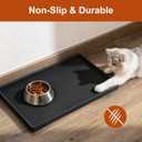 Extra Thick Silicone Mat Waterproof with Raised Edge 19 x 12, BPA Free Non-Slip Dog & Cat Food Mat, Feeding Mat for Food and Water Bowls, Spill Proof Mat to Protect Floors, Black