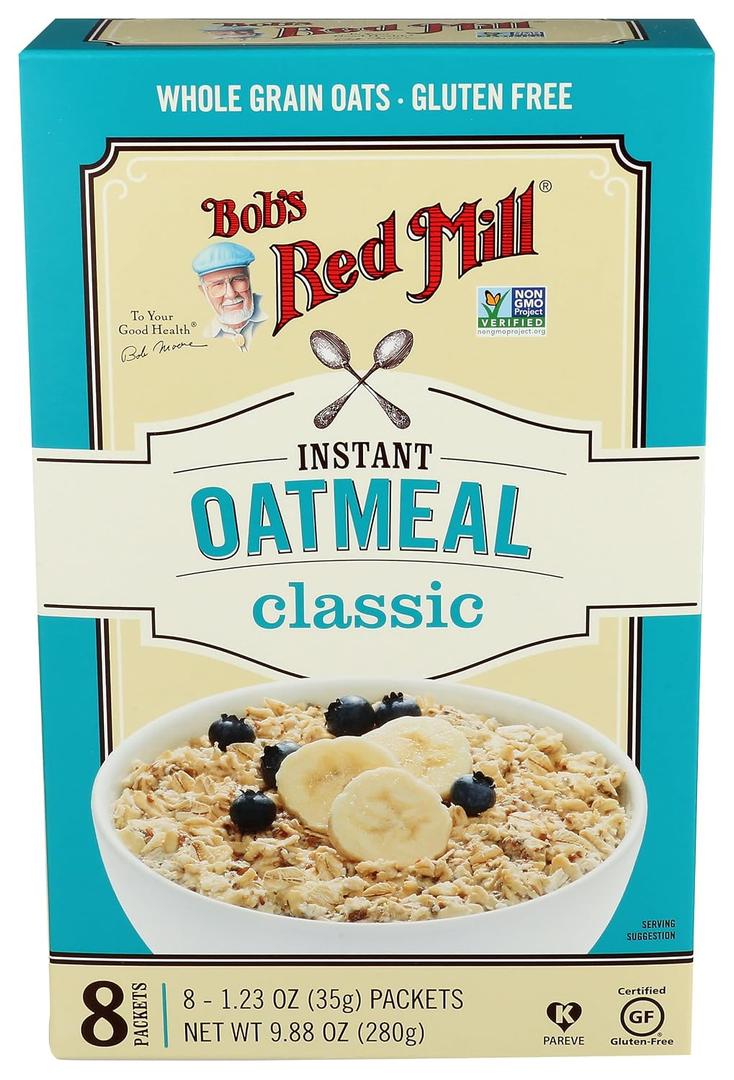 Bob's Red Mill Classic Oatmeal Packets, 8 packets (Pack of 1) - Non GMO, Gluten Free, Whole Grain, Vegan, Kosher (EXP 01/22/26)