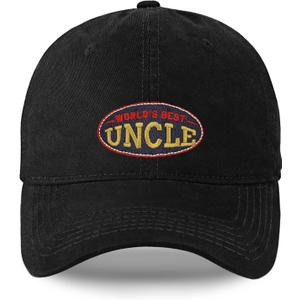 Uncle Gifts, World's Best Uncle Hat, Adjustable Embroidered Family Baseball Cap Black
