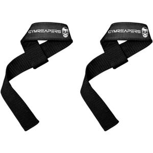 Gymreapers Lifting Wrist Straps for Weightlifting, Bodybuilding, Powerlifting, Strength Training, & Deadlifts - Padded Neoprene with 18 inch Cotton (Black - No Padding)