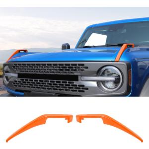 Engine Hood Hinge Cover Compatible with 2021-2025 Ford Bronco,Trail Sights Trim 2Pcs Kit Exterior Decorative Accessories(Orange)
