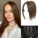 Hair Toppers for Women Real Human Hair, 12 Inch 360 3D Upgrade Middle Part Toppers for Women with Thinning Hair (12 Inch-Medium Brown)