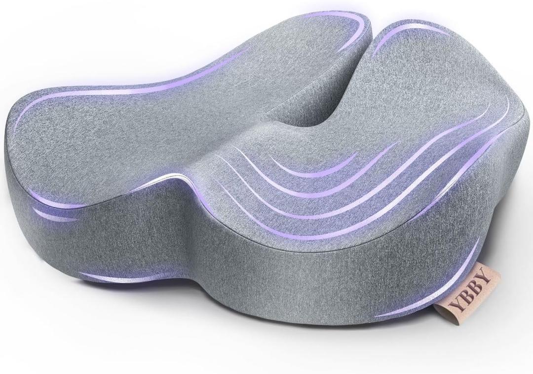 YBBY Seat Cushion for Sciatica - Pressure Seat Cushion for Tailbone Pain Relief  X-Large 20.4 in Memory Foam Coccyx Pillow, Desk Chair & Wheelchair & Truck & Car Seat Cushion (Gray) YBBY Seat Cushion for Sciatica - Pressure Seat Cushion for Tailbone Pain Relief  X-Large 20.4 in Memory Foam Coccyx Pillow, Desk Chair & Wheelchair & Truck & Car Seat Cushion (Gray)
