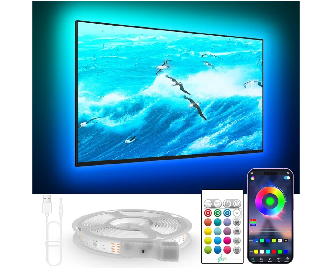TV Lights Behind, 19.68ft LED Lights for 55-85 Inch TV, RGB TV Backlight, Music Sync Bluetooth APP and Remote Control Strip Lights USB Powered for Bedroom Gaming Room Decor