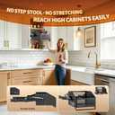 HOUSE AGAIN Pull-Down Cabinet Organizer for High/Deep Cabinets, Drop Down Spice Rack, 12.6" Out & 1.8" Down, Dual Install (Screw/3M Tape), Fits Frameless, for Spices, Snacks and Small Bottles (Black)
