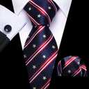 YOHOWA Men Plaid/Striped Ties Set Silk Business Wedding Formal Fashion Necktie and Pocket Square Cufflinks Set