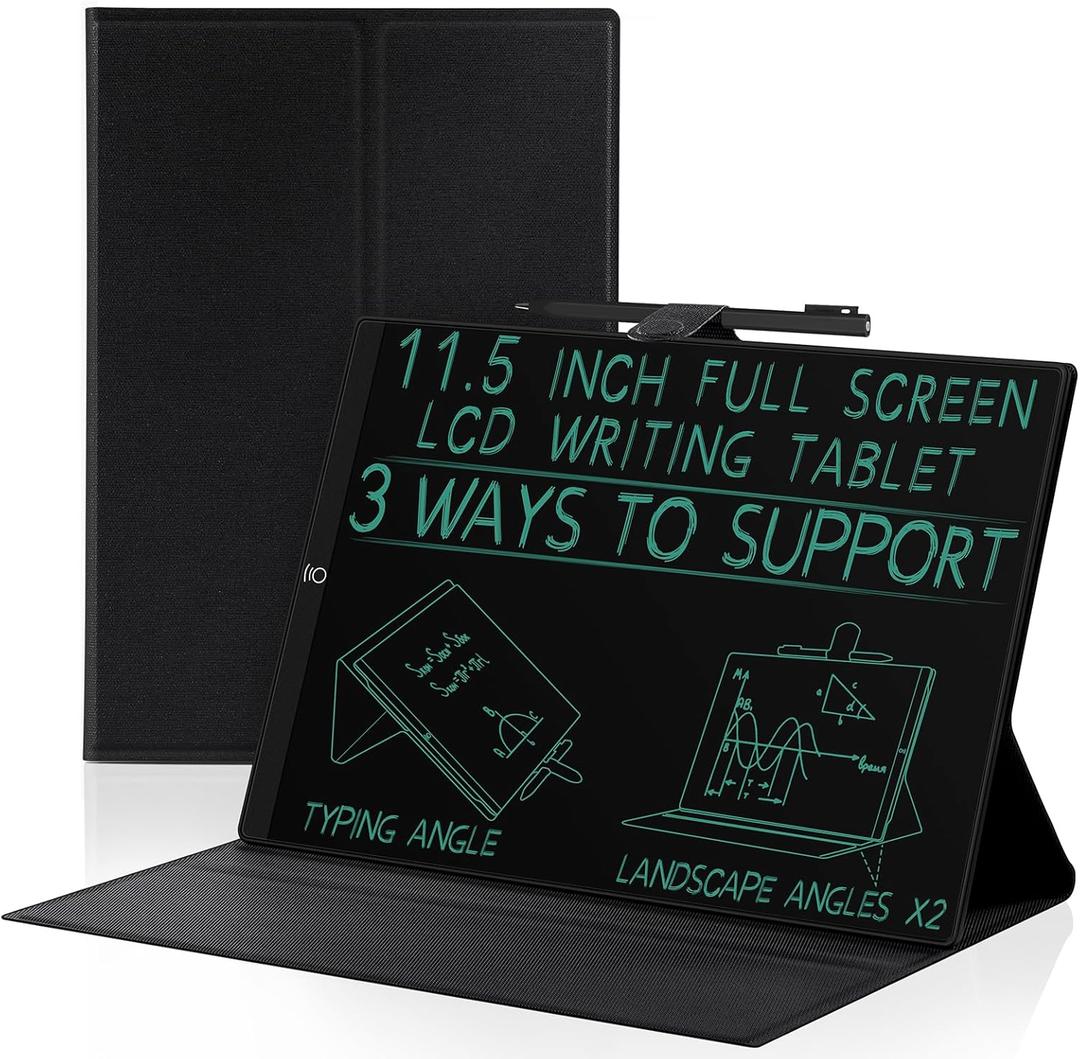LCD Writing Tablet for Adults: 11.5 inch Full Screen with Tablet Case Hall Switch Digital Notepad Reusable Erasable Electronic Drawing Tablet Black