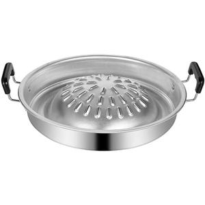 Thai Korean BBQ Grill Pan,Korean Metal Grilling Tray,Stainless Steel Barbecue Grill Topper Camping BBQ Pans Grill Topper Pan Vegetable Pork Beef Meat Tray Pans