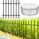 Thealyn Metal Decorative Garden Fence 24" Wide x 24" High (5 Panels, Total Length 10 feet), Metal Border Folding Fence, Landscape Fencing Dog Fence Pet Fence for Flower Bed, Yard, Animal Barrier