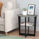 Furinno JAYA Side Table, 2-Tier Round Modern End Table with Oval Tabletop, Night Stand, Bedside Table with Open Shelf, for Living Room, Bedroom, French Oak
