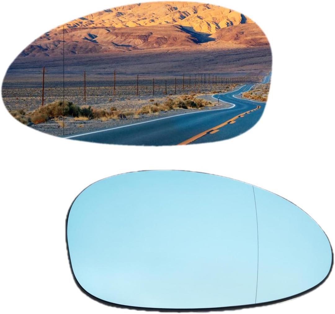 1 Pair Mirror Glass Blue Heated Left & Right Side for BMW 128i 325i 328i 335i 330i 330xi Z4 E86 E88 E90 E91 E92 E93with Backing Plate Heated Tinted