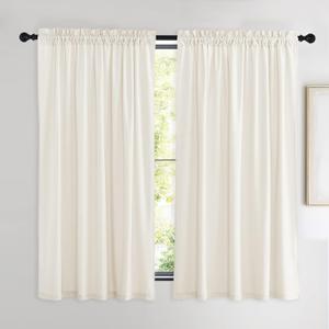 NICETOWN Luxury Velvet Curtains 63 inches, Sound Reducing Heavy Matt Solid Rod Pocket Room Darkening Drapes/Panels for Living Room (Ivory, 2 Panels, 63 inches Long) (White Series - Ivory White)