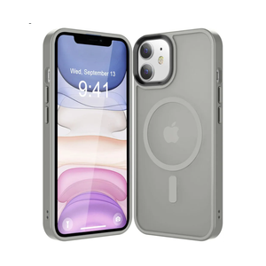 Strong Magnetic for iPhone 11 Case Compatible with Magsafe, [13FT Drop Resistant] Translucent Matte Skin Feeling Back, Aluminum Alloy Keys Shockproof Phone Case, Titanium Gray