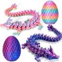 3D Printed Dragon Egg with Dragon Inside, 3D Printer Dragon Egg Fidget Toy, Mystery Dragon Egg Mythical Pieces Dragon in Egg (2 Pack -A)