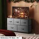 WLIVE Dresser for Bedroom with 5 Drawers, Wide Chest of Drawers, Fabric Dresser, Storage Organizer Unit with Fabric Bins for Closet, Living Room, Hallway, Dark Grey, 11.81"d X 39.37"w X 21.65"h