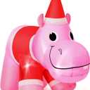 Leyndo 2.6 ft Christmas Inflatable Hippo Christmas Inflatables Outdoor Decorations with Build-in LEDs Inflatable Outdoor Holiday Yard Decorations for Xmas Party Indoor Outdoor Lawn Garden Decor