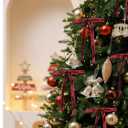 30 Pcs Velvet Christmas Tree Bows Decorations, Vintage Velvet Ribbon Bows with Twist Tie for Wreath Garland Gift Wrapping Indoor Outdoor Decor (Burgundy)