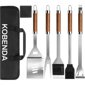 BBQ Grill Accessories, Stainless Steel Grilling Set with Storage Bag, Spatula, Fork, Cleaning Brush BBQ Accessories, Grill Tools Set for Outdoor Cooking Camping, Grilling Gifts for Men