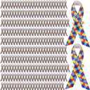 300 Pcs Autism Awareness Ribbons Autism Puzzle Fabric Awareness Ribbons with Safety Pins Lapel Pin Satin Ribbon for Charity Public Social Event Welfare Supplies