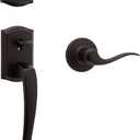 Kwikset Prescott Front Door Lock Handle and Deadbolt Set, Entry Handleset Exterior with Interior Reversible Lever, Venetian Bronze, Pick Resistant SmartKey Rekey Deadbolt Security