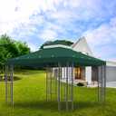 Sumfaller 10x10 FT Gazebo Replacement Canopy Top Double Tiered Canopy Top for Outdoor BBQ Roof Cover Grill Shelter (Green)
