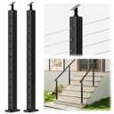 2Pack Cable Railing Stair Posts, 42" Adjustable Top 33 Degree Drilled Fit for 25-35 Degrees, Black Finish with Stainless Steel Cable Grommets